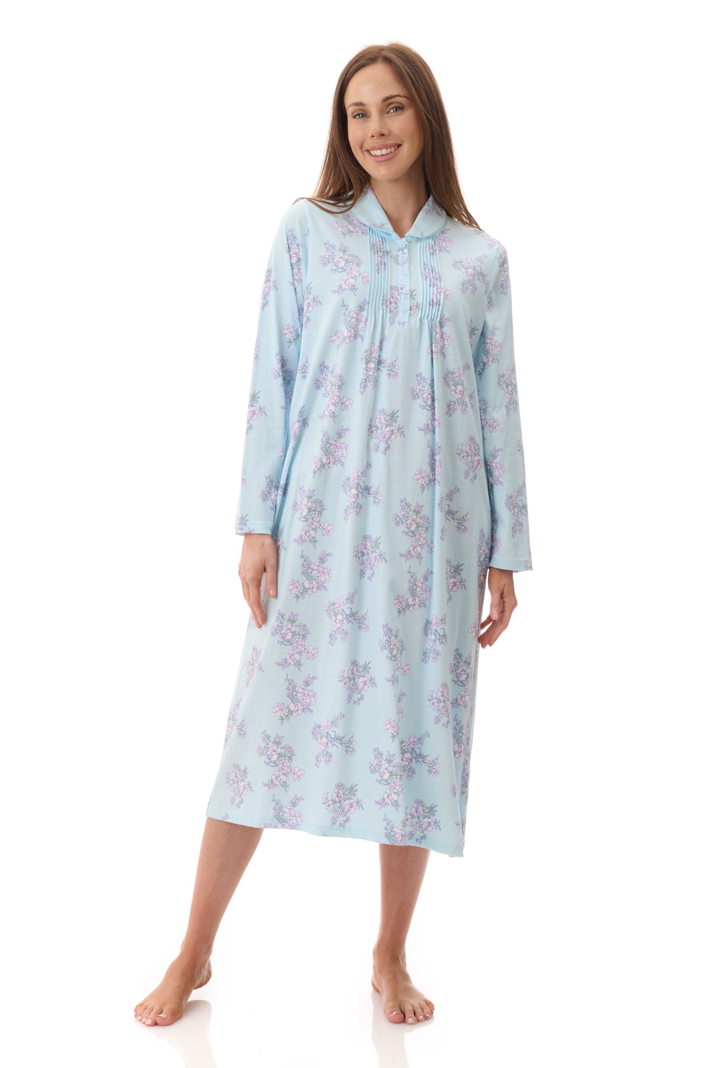 GIVONI:  LP Leah Print Mid Length Collared Nightie