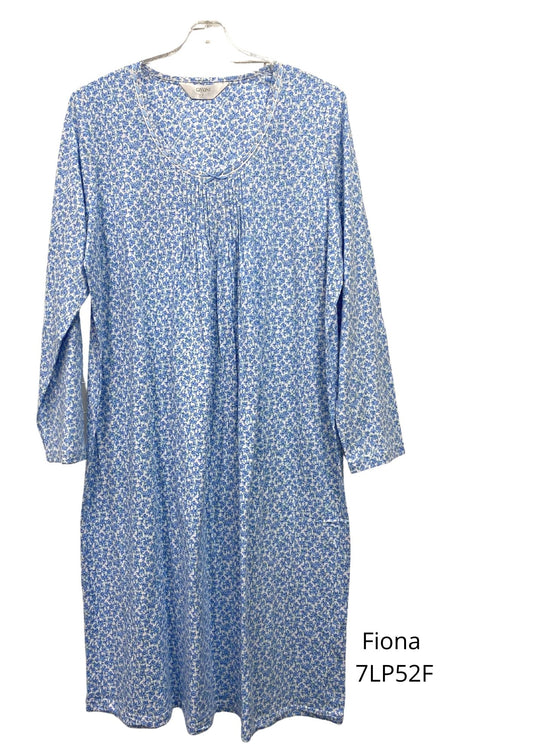 Givoni:  Short Length Nightie Long Sleeves Cotton Knit Jersey 'Fiona'