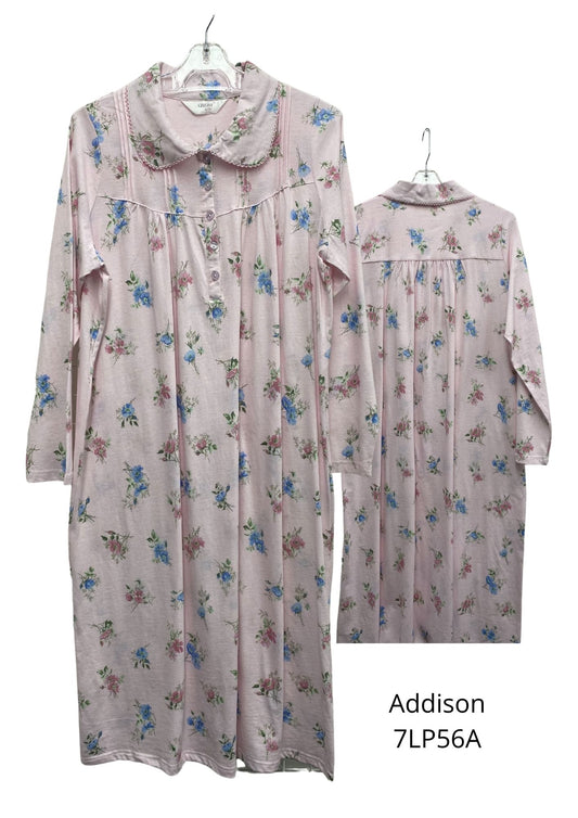 Givoni:  Mid Length Nightie Long Sleeves Cotton Knit Jersey 'Addison'
