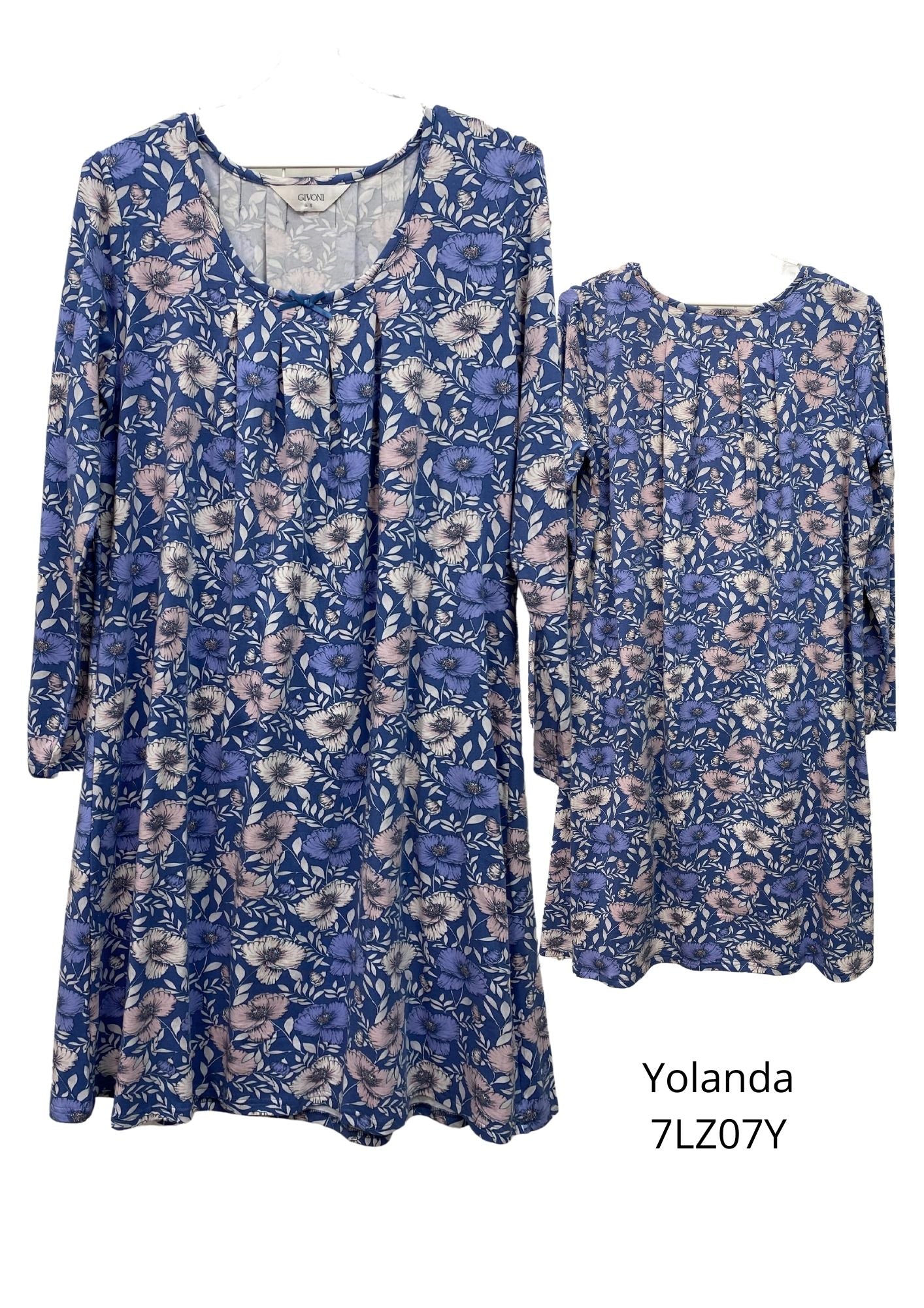 Givoni:  Mid Length Nightie Long Sleeves LZ Knit 'Yolanda'