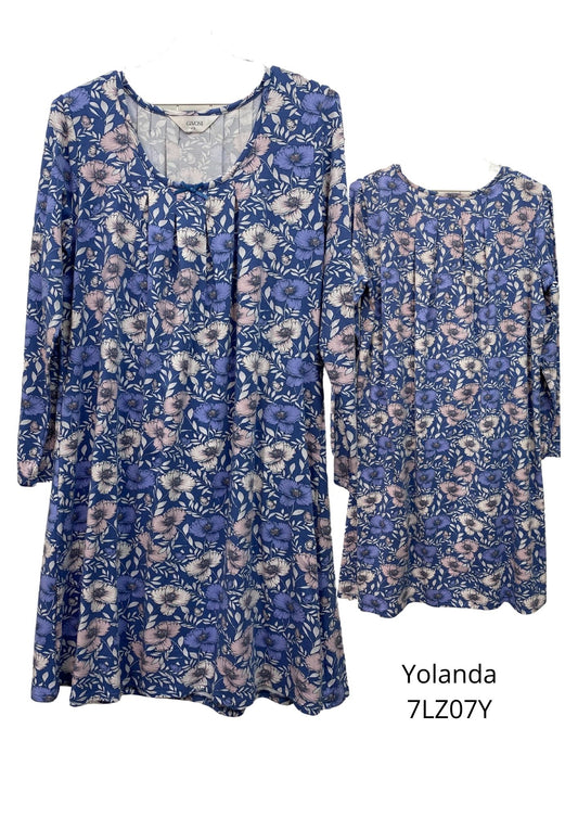 Givoni:  Mid Length Nightie Long Sleeves LZ Knit 'Yolanda'