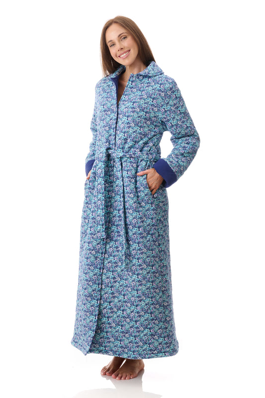 GIVONI:  LP Jada Print Long Length Quilted Gown