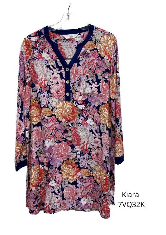 Givoni: Short Sleepshirt Navy Trim 'Kiara'