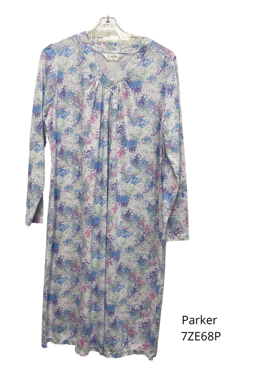 Givoni:  Long Nightie Long Sleeves V Neck Jacquard Jersey 'Parker'