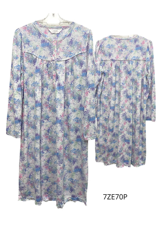 Givoni:  Short Nightie Long Sleeves Jacquard Jersey 'Parker'