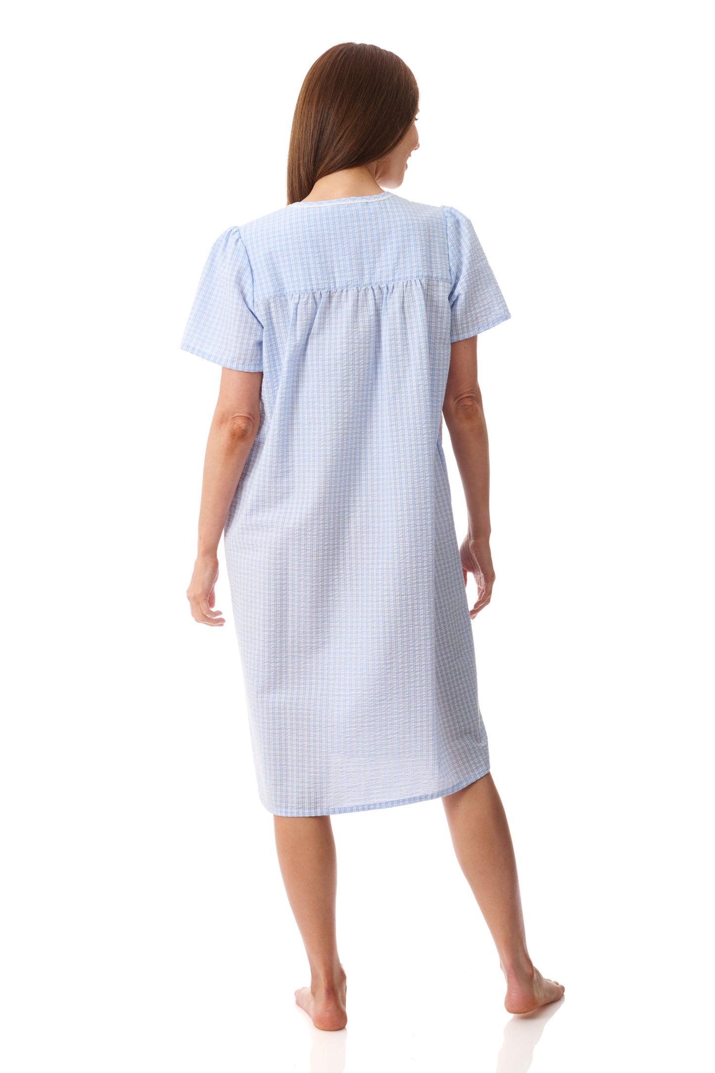 GIVONI - Check Seersucker Woven Short Sleeve Short Nightie