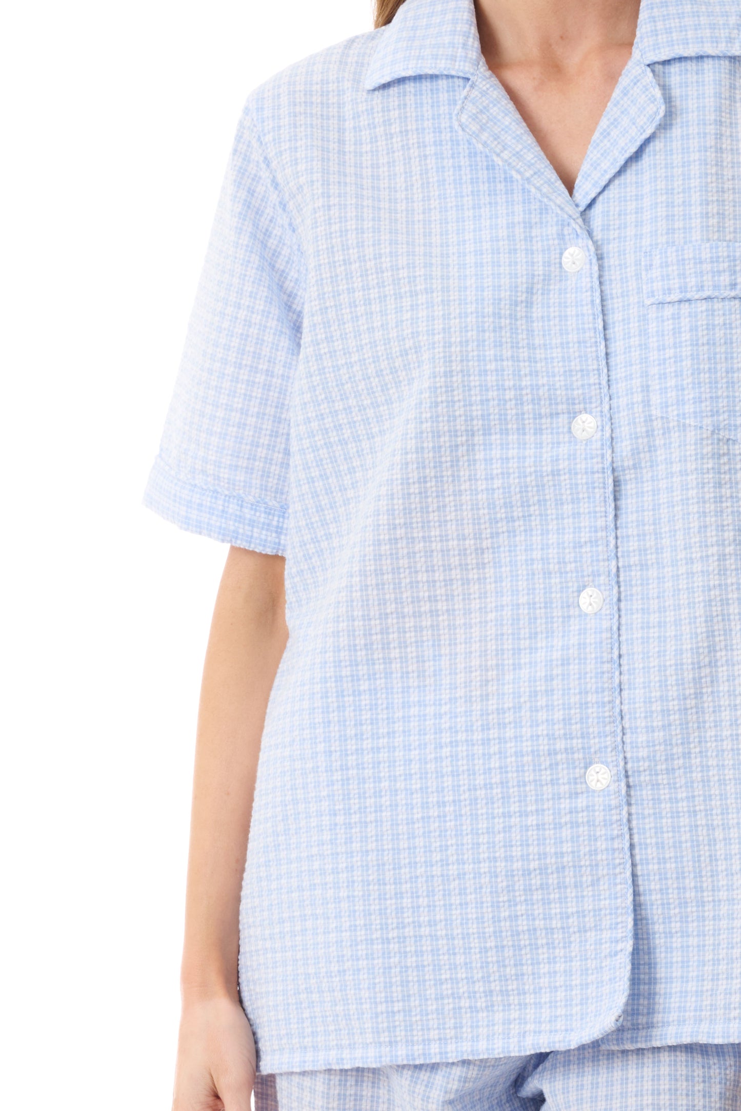 GIVONI - Check Seersucker Woven Capri Pyjama