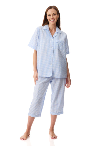 GIVONI - Check Seersucker Woven Capri Pyjama