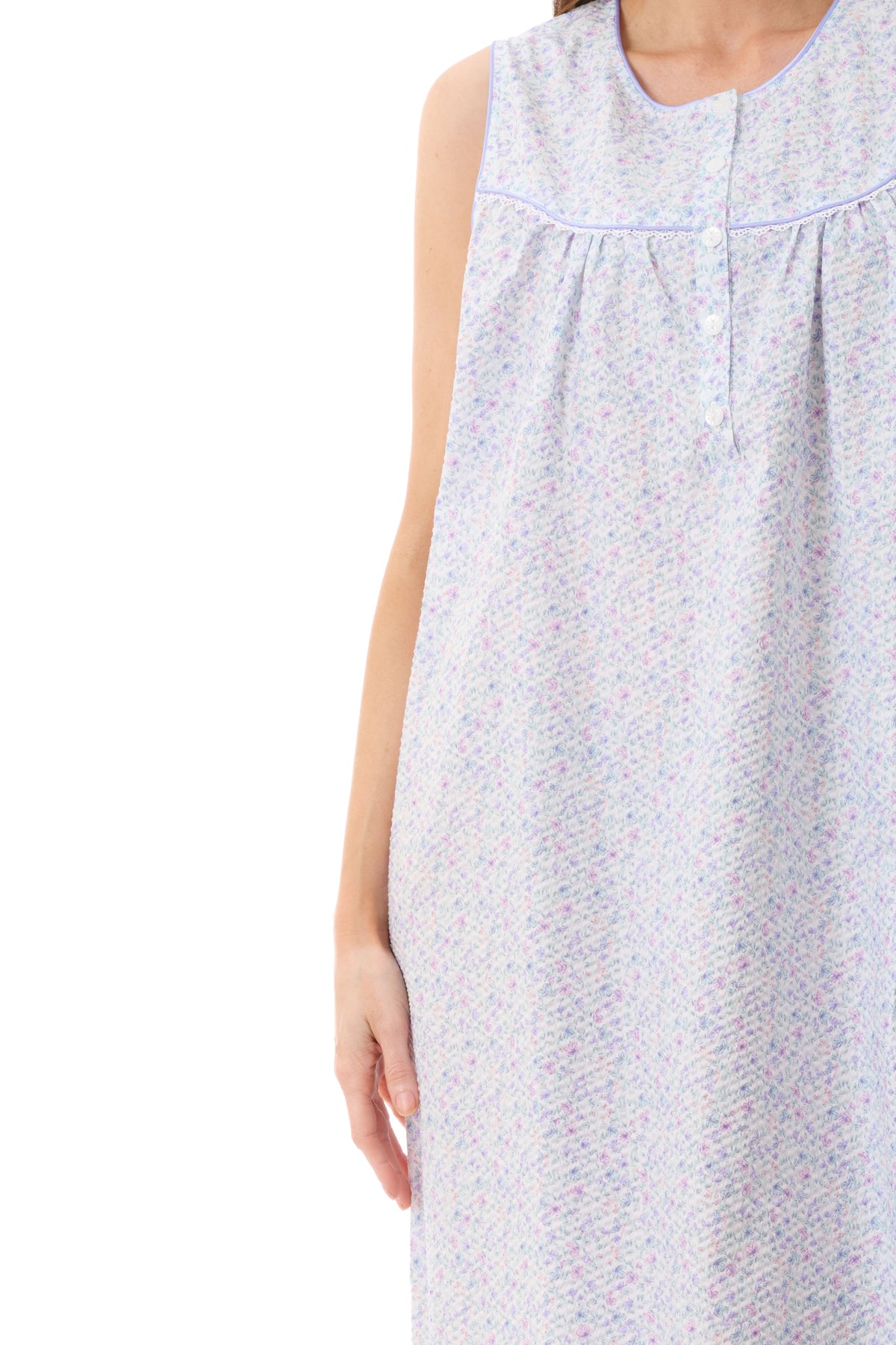 GIVONI - Salerno Seersucker Sleeveless Short Nightie