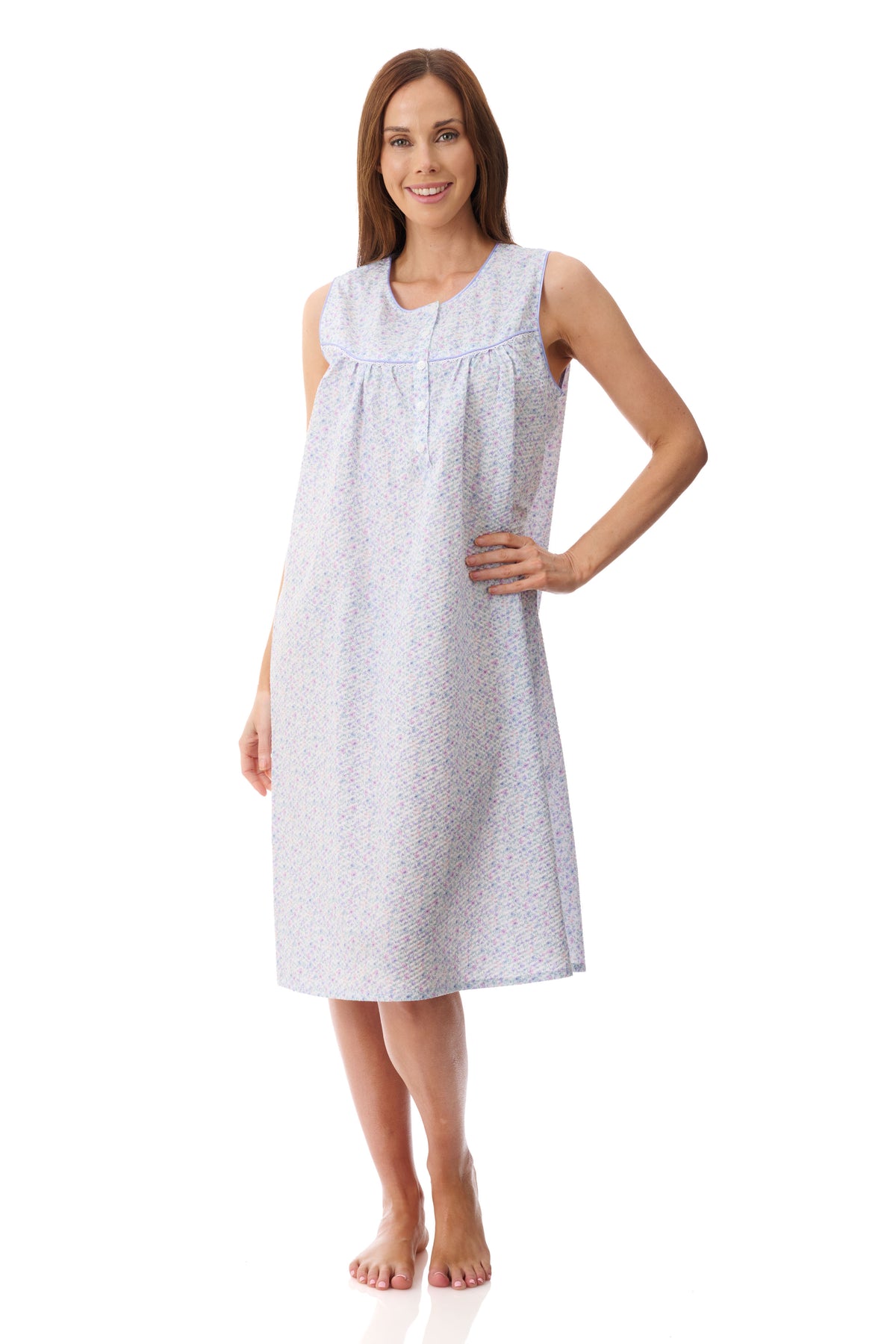 GIVONI - Salerno Seersucker Sleeveless Short Nightie