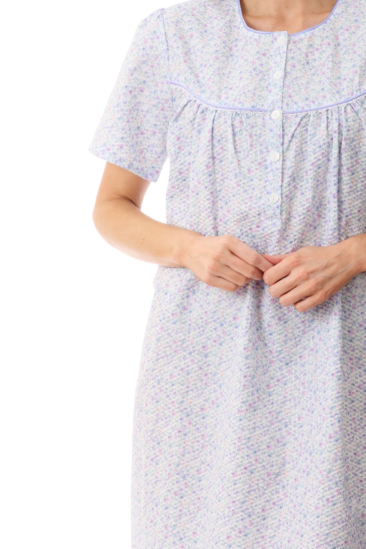 GIVONI - Salerno Seersucker Short Sleeve Short Nightie
