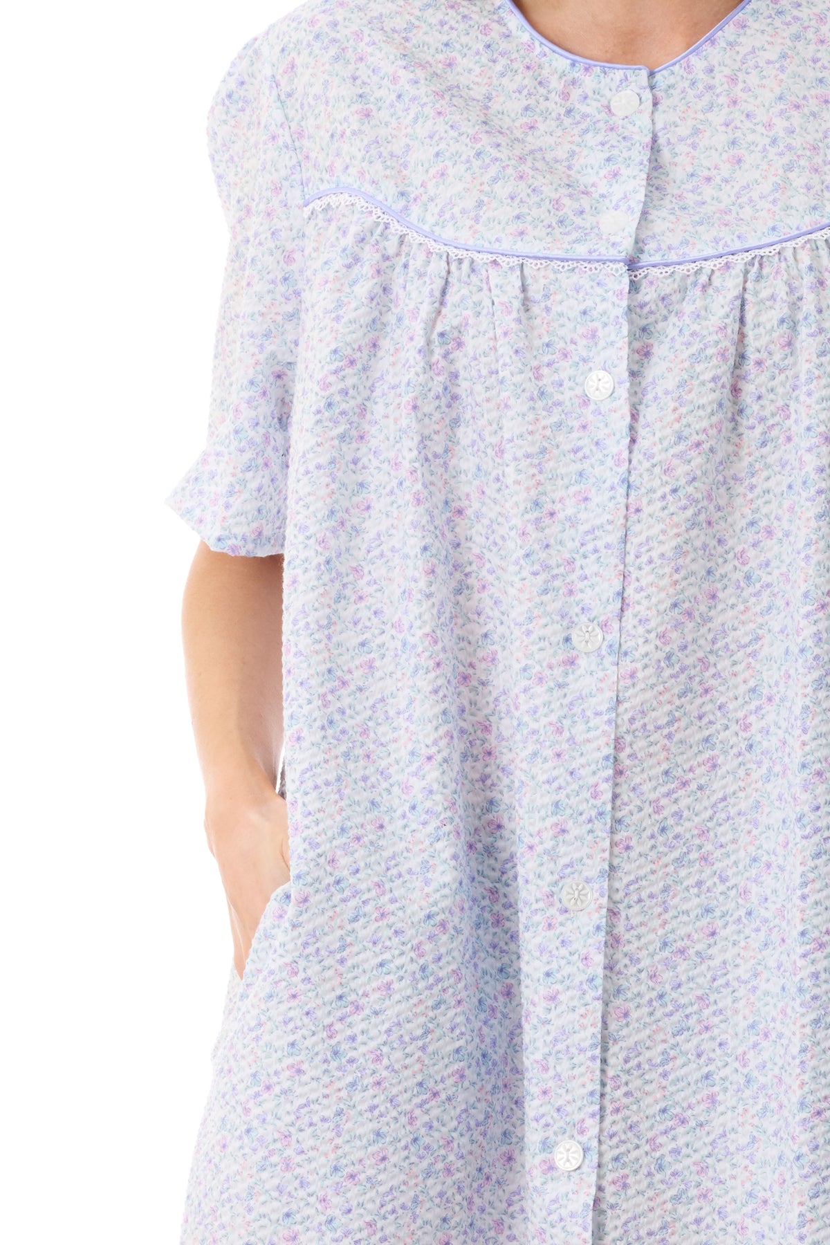 GIVONI - Salerno Seersucker Short Sleeve Brunchcoat