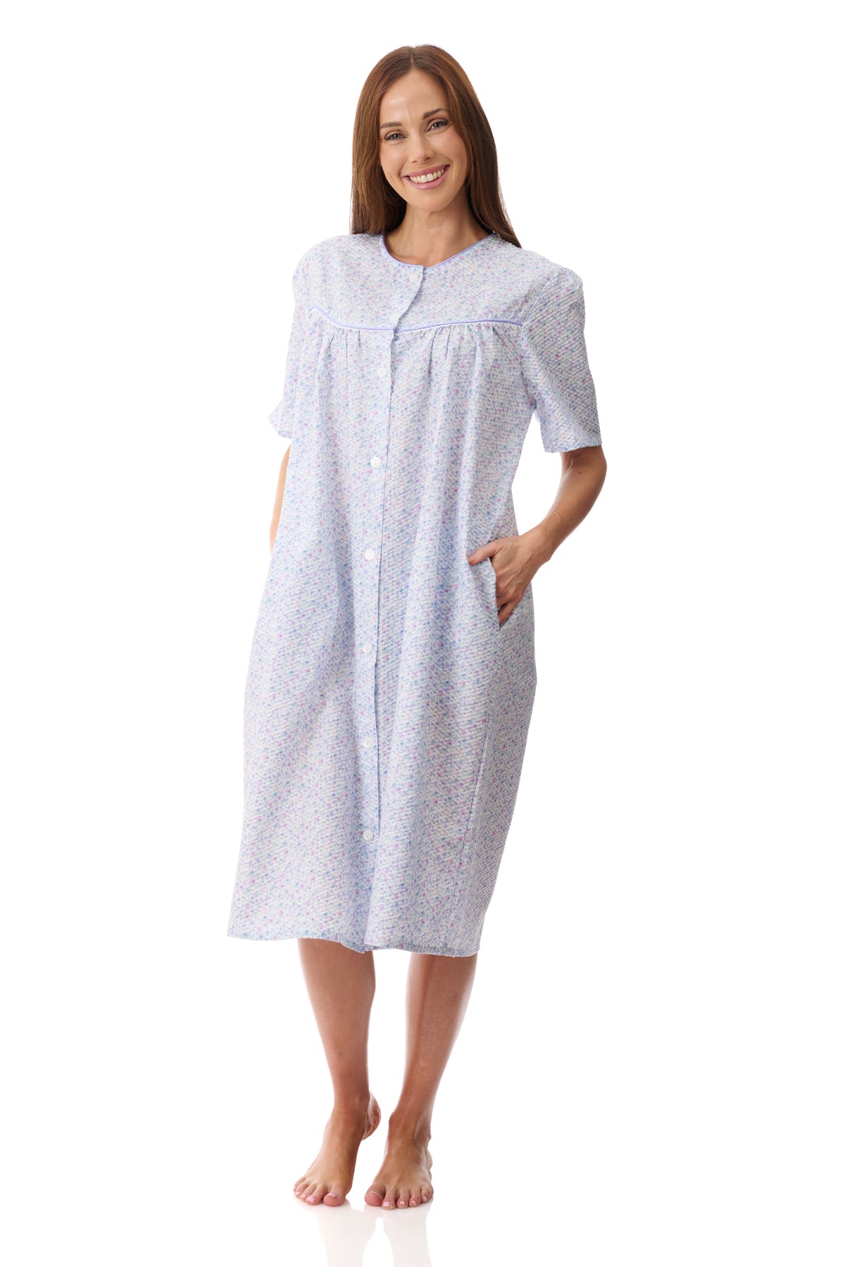 GIVONI - Salerno Seersucker Short Sleeve Brunchcoat