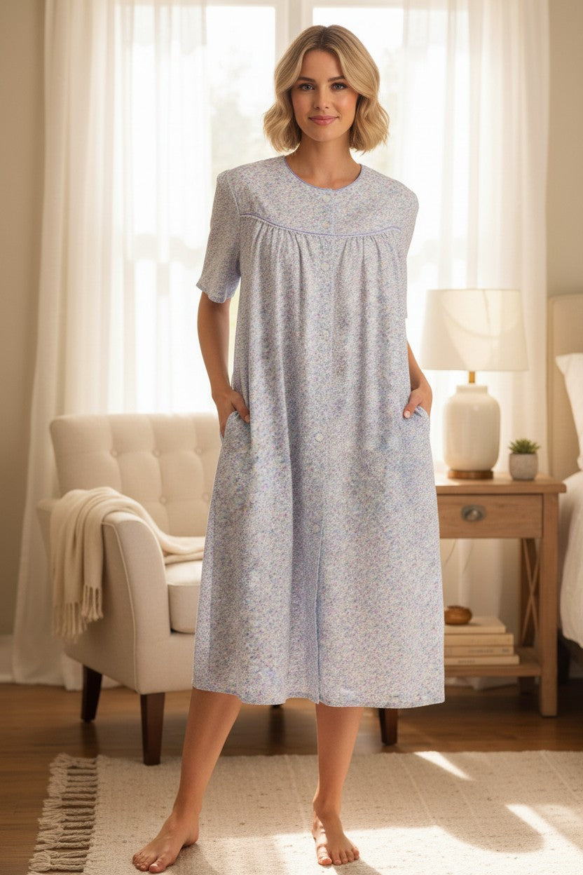 GIVONI - Salerno Seersucker Short Sleeve Brunchcoat