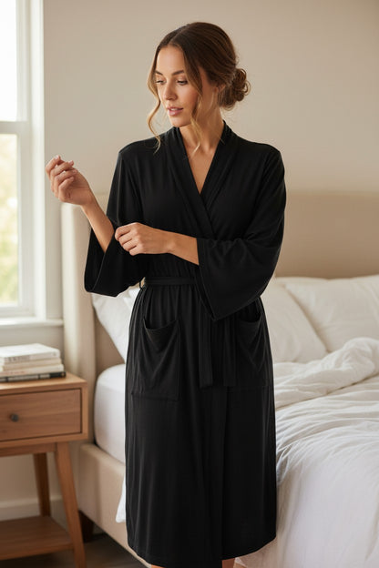GIVONI - Classic Black Wrap Gown