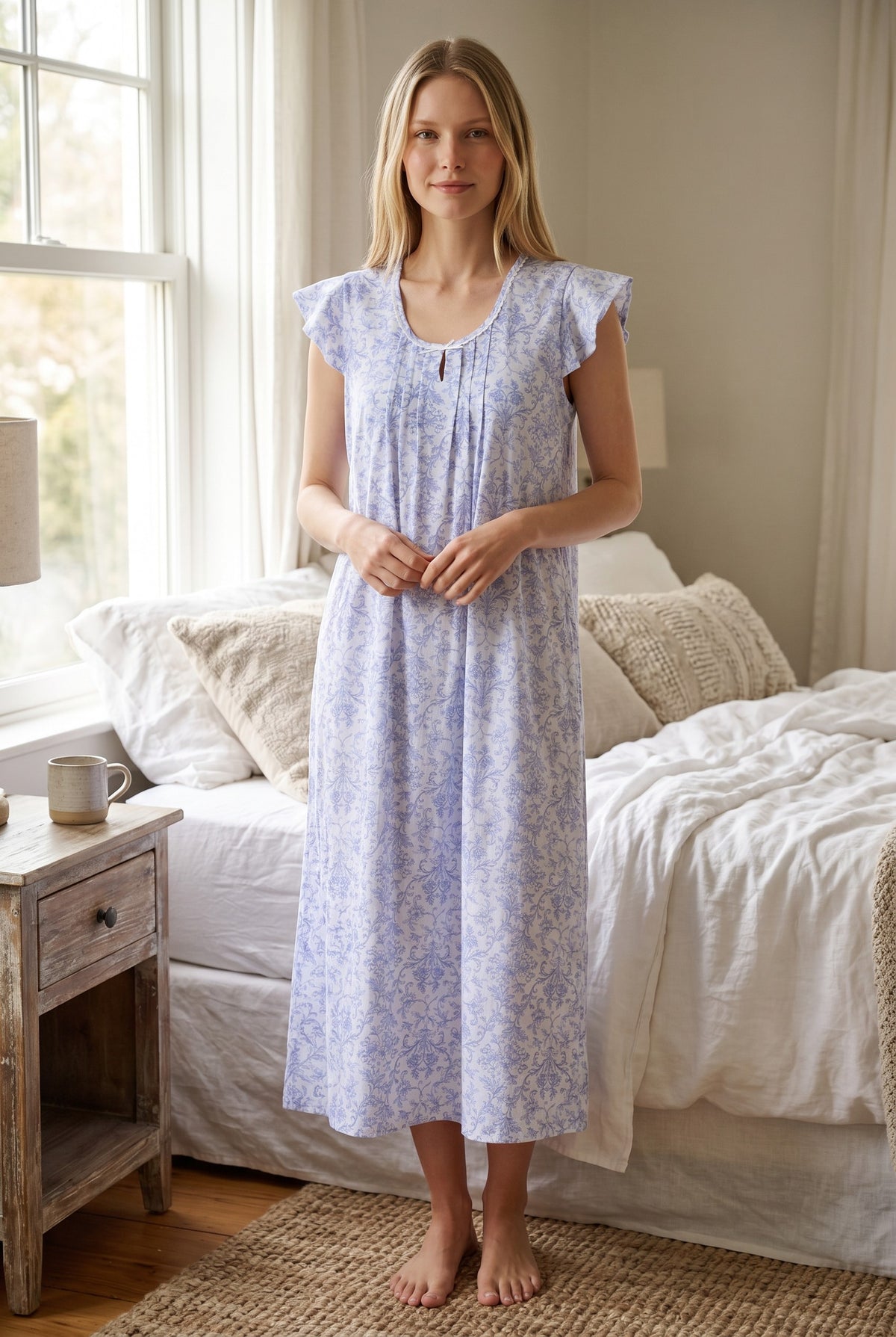 GIVONI - Grado Flutter Sleeve Mid Length Nightie