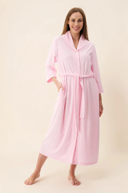 GIVONI - Jacquard Knit Towelling Mid Gown with Collar