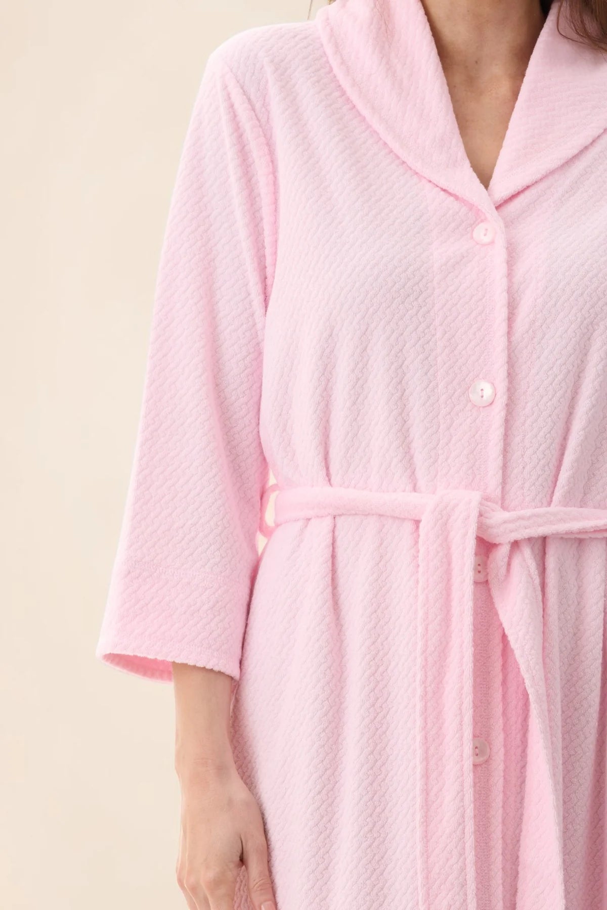 GIVONI - Jacquard Knit Towelling Mid Gown with Collar