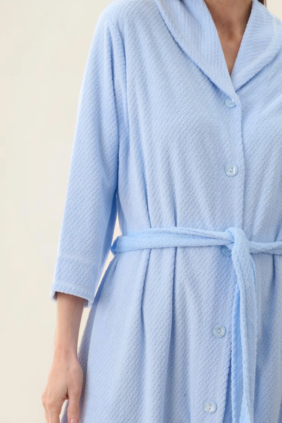 GIVONI - Jacquard Knit Towelling Mid Gown with Collar