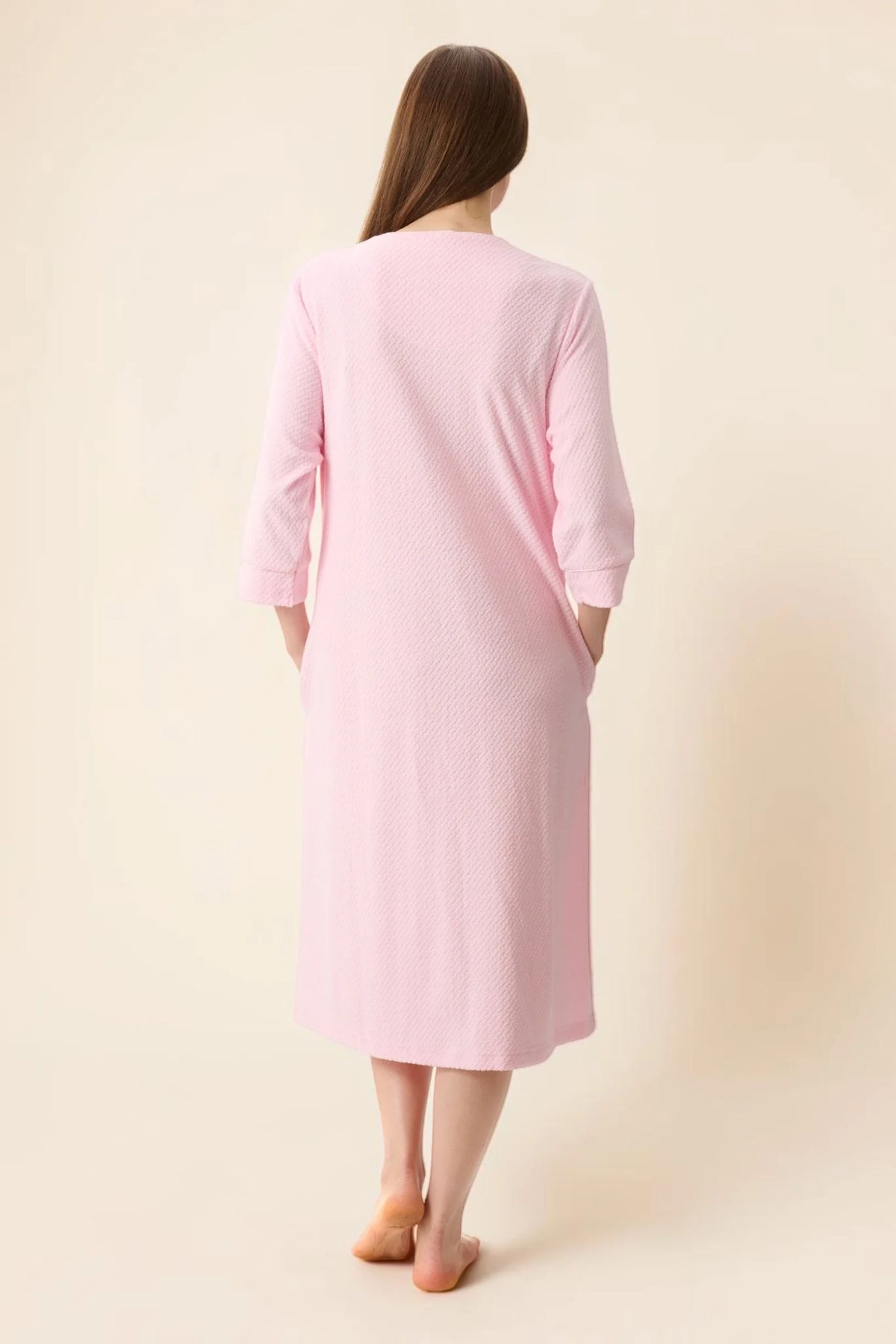 GIVONI - Jacquard Zip Front Short Gown with Yoke