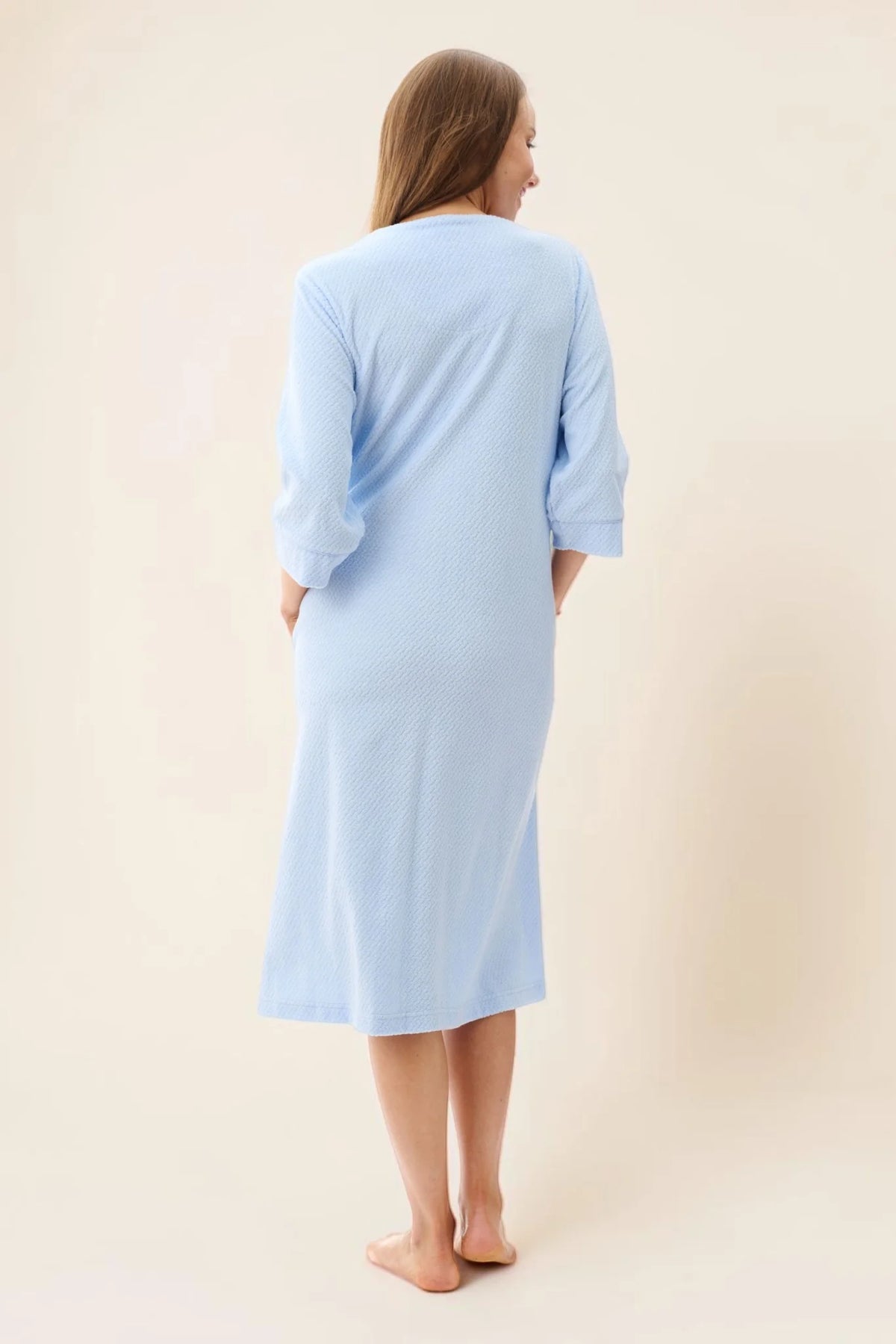 GIVONI - Jacquard Zip Front Short Gown with Yoke