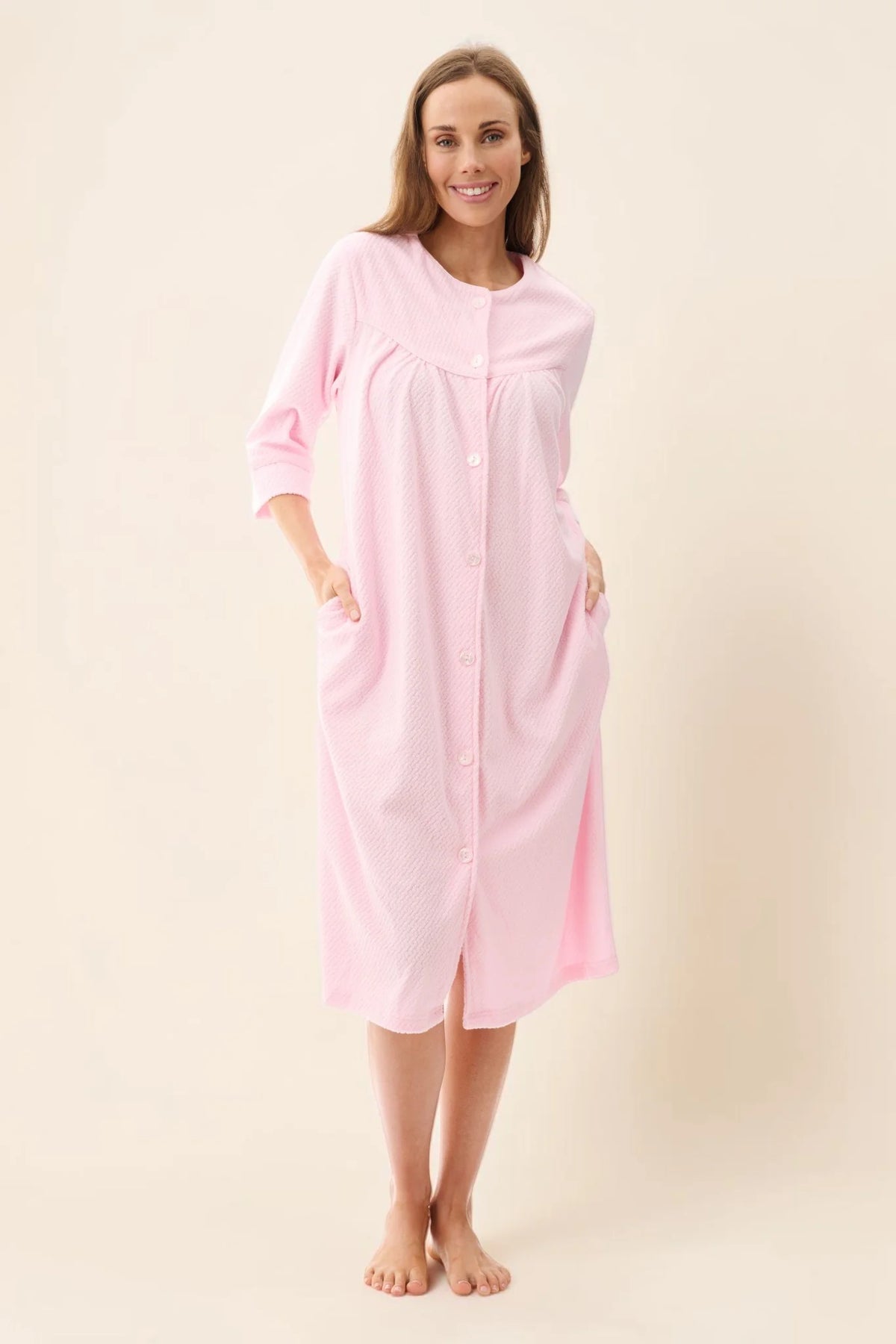 GIVONI - Jacquard Button Up Gown with Yoke