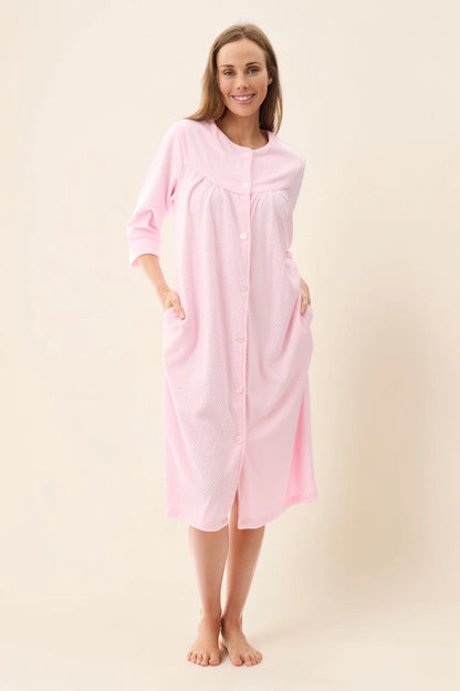 GIVONI - Jacquard Button Up Gown with Yoke