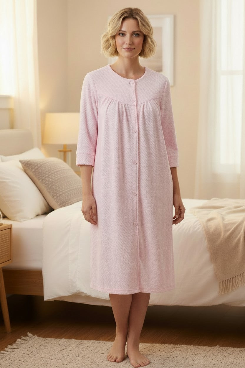 GIVONI - Jacquard Button Up Gown with Yoke
