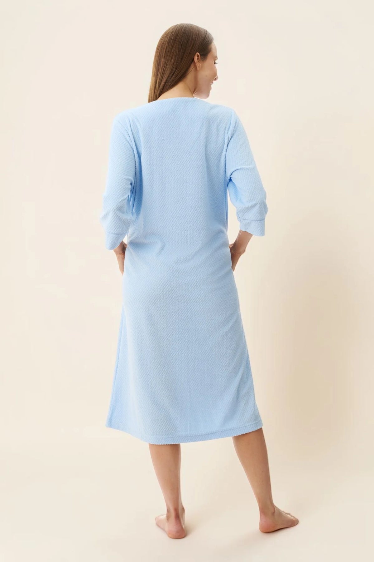 GIVONI - Jacquard Button Up Gown with Yoke