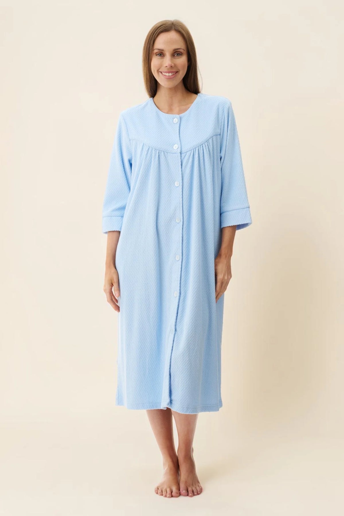 GIVONI - Jacquard Button Up Gown with Yoke