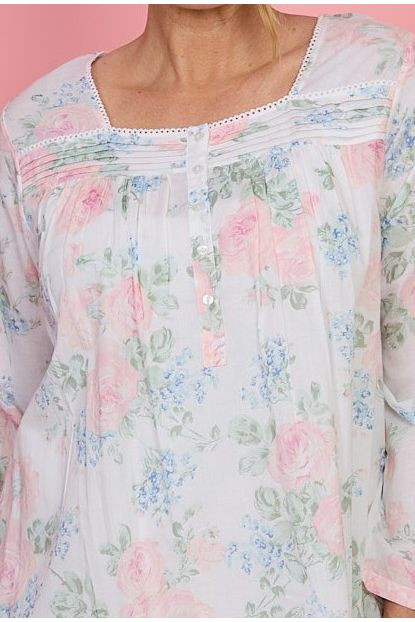 FRENCH COUNTRY:  Lilacs & Roses Square Neck Cotton Nightie