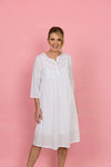 FRENCH COUNTRY:  60's White Cambric 3/4 Sleeve Nightie
