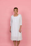 FRENCH COUNTRY:  60's White Cambric 3/4 Sleeve Nightie