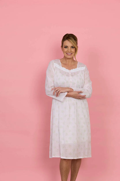 FRENCH COUNTRY:  Calico Roses Long Sleeve Nightie