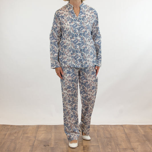 French Country: Long Sleeve Long Pant Pyjamas. Cotton.  'Winter Blooms'