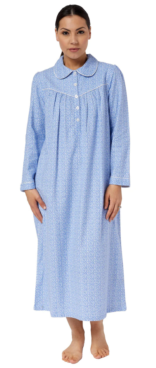 Schrank:  'Chambray' Soft Cotton Flannelette Nightie With Collar