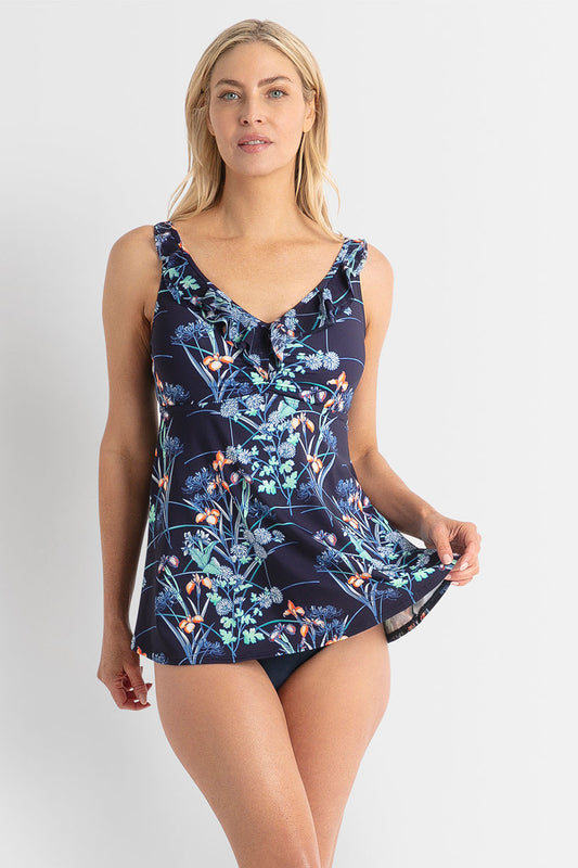 Jantzen : Maja  DD-E Mesh Frill Singlet - - Navy