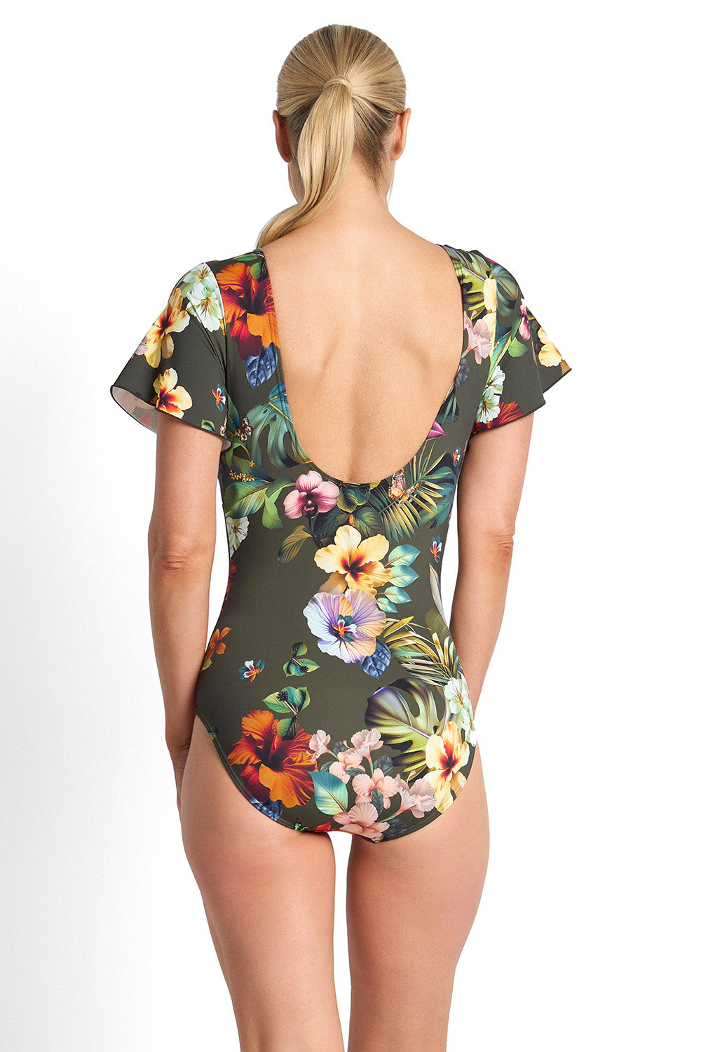 Jantzen Hibiscus Flutter Sleeve  1PC