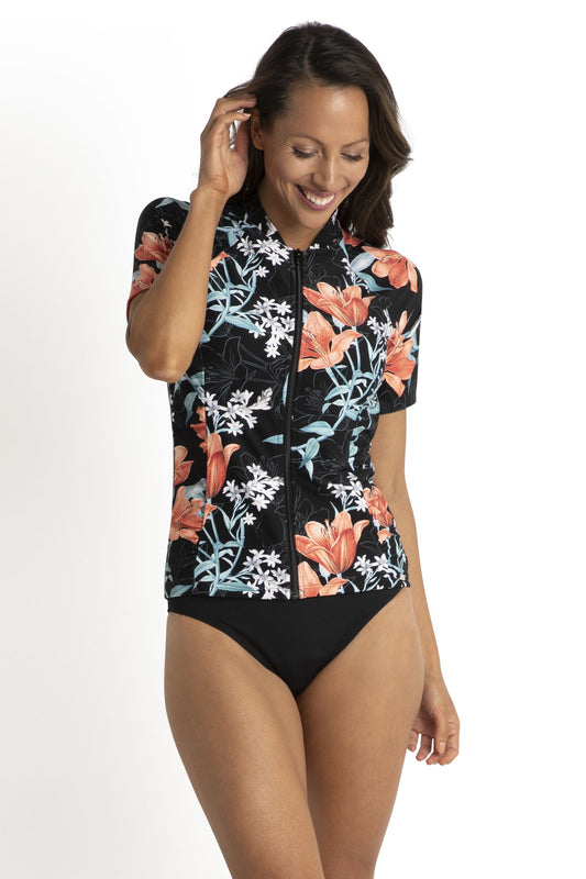 Jantzen: Lily Garden Gathered Short Sleeve Rashie