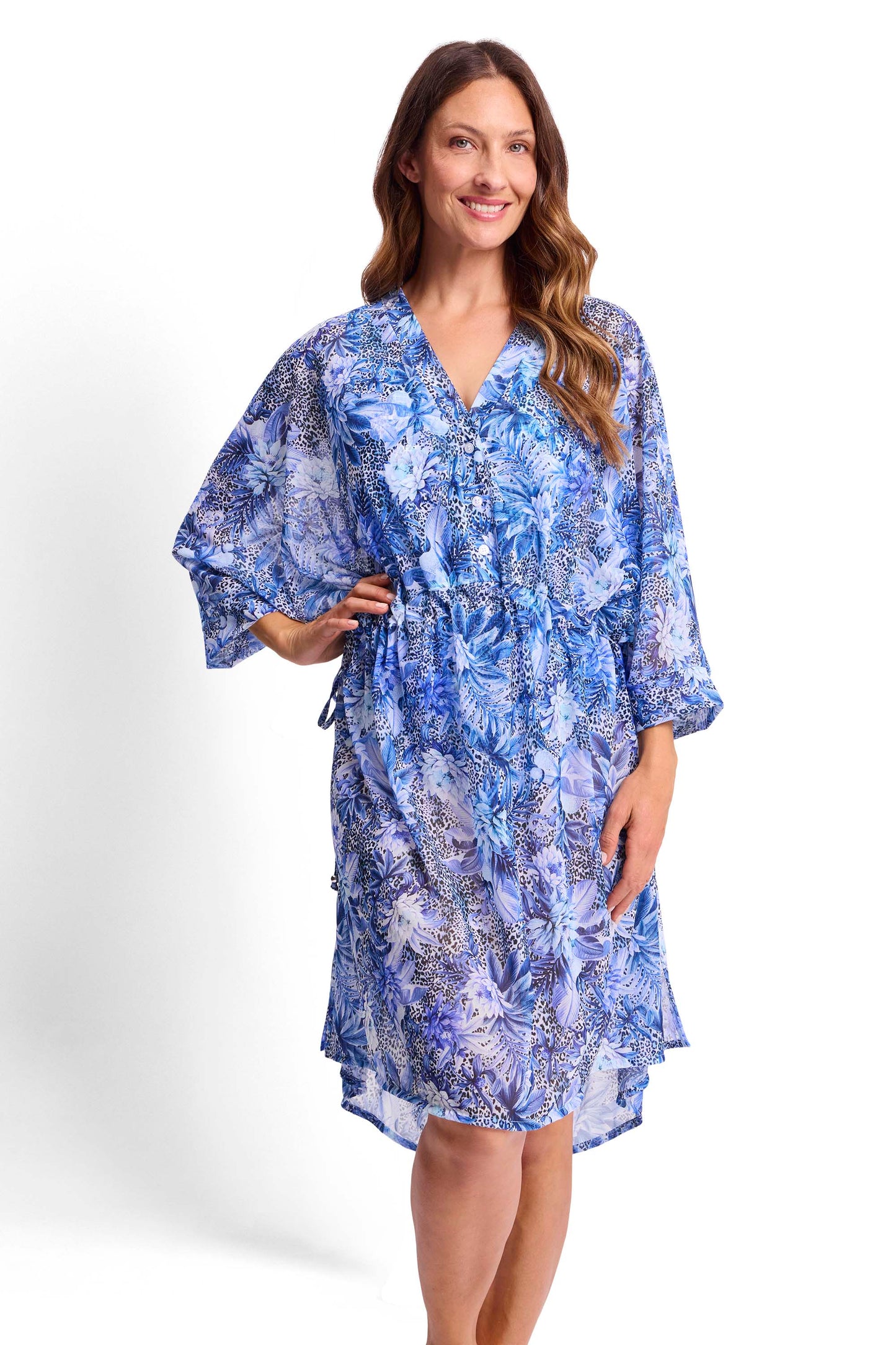 Jantzen - Tropica Gathered Midi Mesh Dress