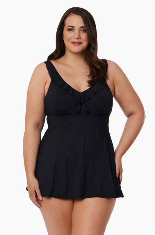 Jantzen: Cosmopolitan Mesh Ruffle Swim Dress Bather