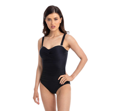 Togs: Textured Black Ombre Bandeau One Piece