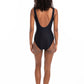 Togs: Textured Black Round Patchwork One Piece