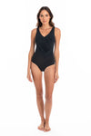 Togs: Black Surplice One Piece
