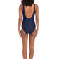 Togs: Textured Navy Round Patchwork One Piece