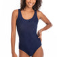 Togs: Textured Navy Round Patchwork One Piece