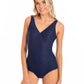 Togs: Textured Navy Surplice One Piece