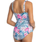 Jantzen: Moroccan Flowers Mesh Frill One Piece Bather