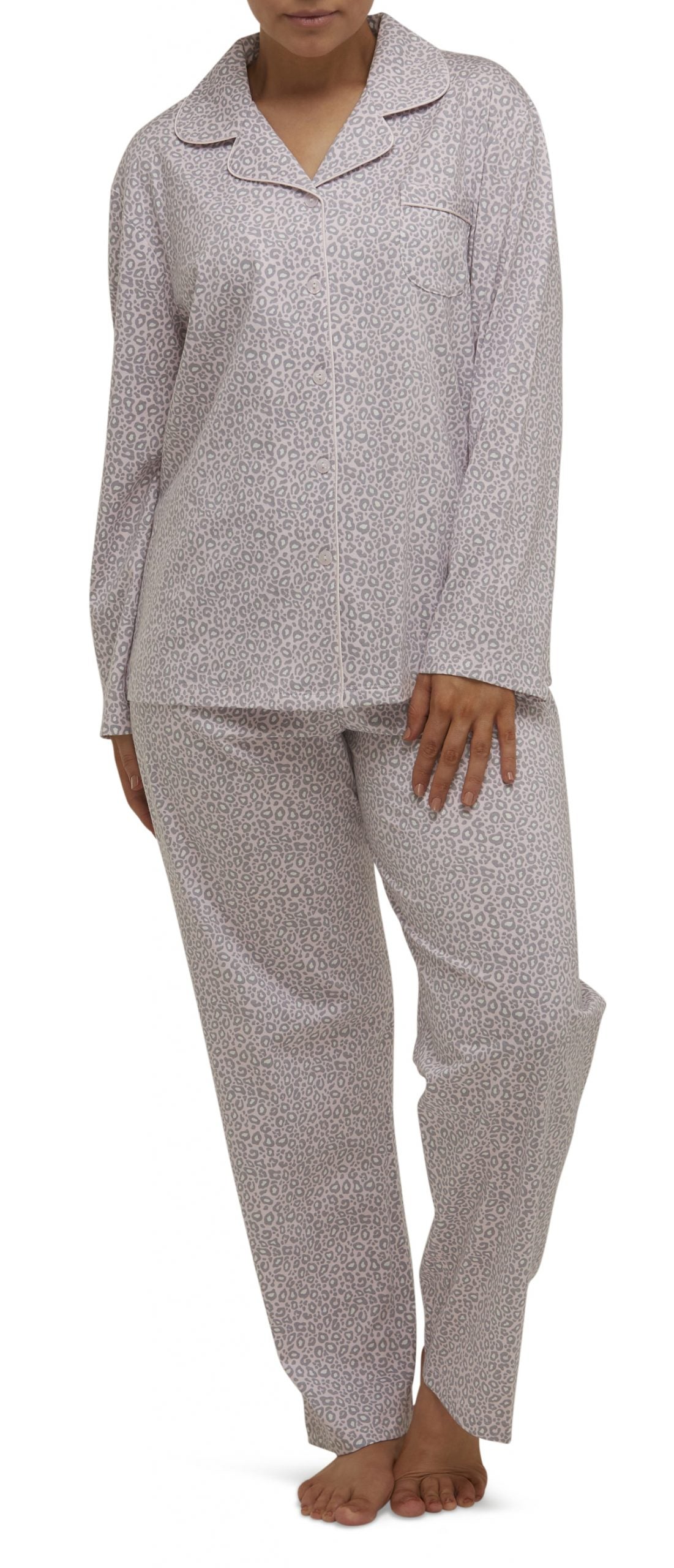 Schrank:  Revere Long Length Pyjama PJ Set 'Leopard'
