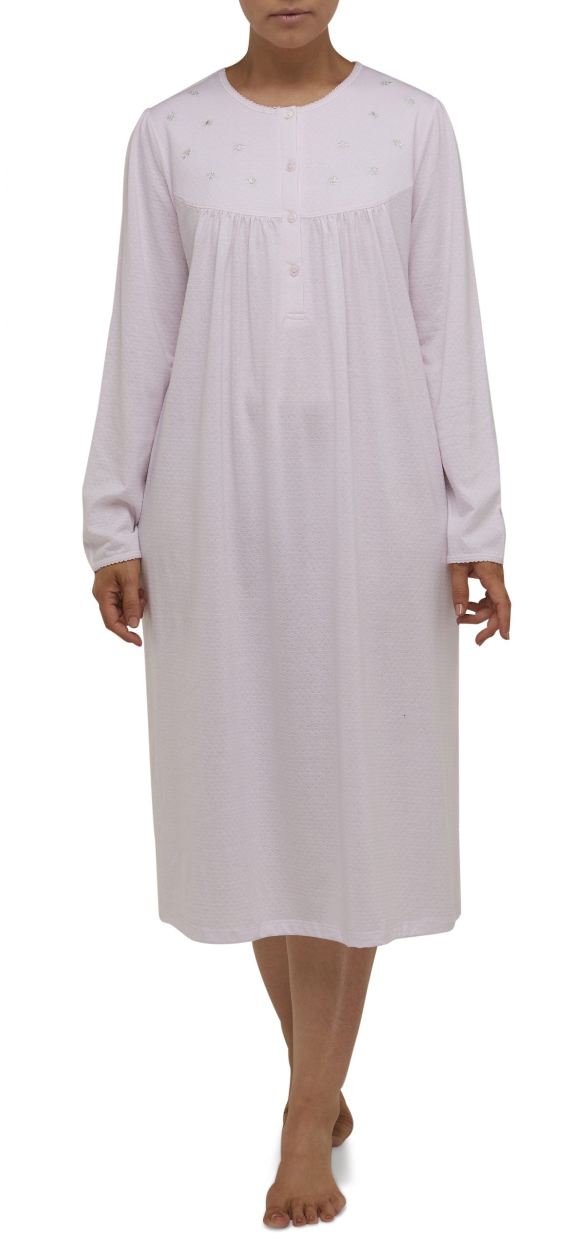 Schrank:  Rosebud Embroidered nightie Mid Length